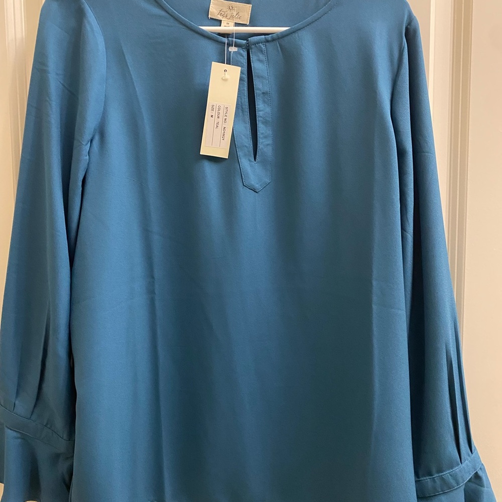 Tres Jolie Accessories Teal Blouse